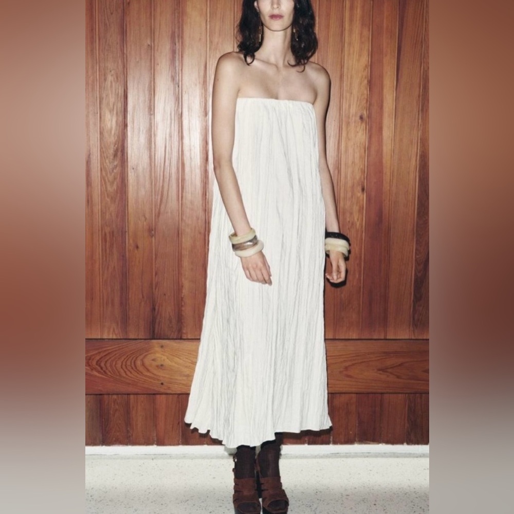 Zara Hemp Elegant White Strapless Dress - Picture 1 of 10